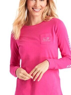 NWT Vineyard Vines Women’s Long-Sleeve Pocket Tee - Hot Pink
